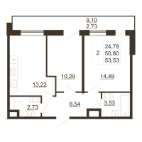 2 ккв № 227 Корп.: 1 , Секция 5  в ЖК Перспектива (Пулковское, 34)