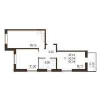 3 ккв (Евро) № 303 Корп.: 1 , Секция 7  в ЖК Перспектива (Пулковское, 34)
