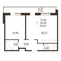 2 ккв (Евро) № 225 Корп.: 1 , Секция 5  в ЖК Перспектива (Пулковское, 34)