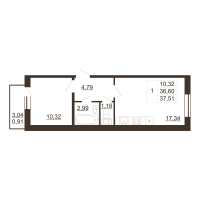 2 ккв (Евро) № 276 Корп.: 1 , Секция 6  в ЖК Перспектива (Пулковское, 34)