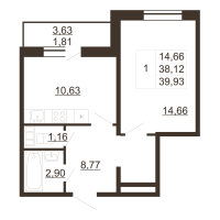 1 ккв № 291 Корп.: 1 , Секция 6  в ЖК Перспектива (Пулковское, 34)
