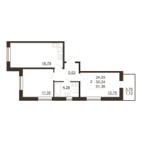 3 ккв (Евро) № 13 Корп.: 1 , Секция 1  в ЖК Перспектива (Пулковское, 34)