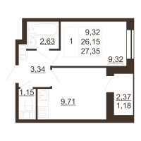 1 ккв № 10 Корп.: 1 , Секция 1  в ЖК Перспектива