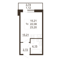 Студия № 175 Корп.: 1 , Секция 4  в ЖК Перспектива