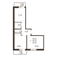 2 ккв № 271 Корп.: 1 , Секция 6  в ЖК Перспектива