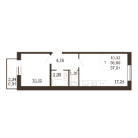 2 ккв (Евро) № 276 Корп.: 1 , Секция 6  в ЖК Перспектива