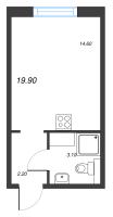 Студия № 478 Дом: 216.2 Корп.: 18.2 Уч. 132 , Секция 2  в ЖК Пейзажный квартал