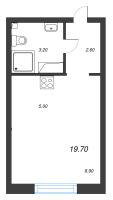 Студия № 19 Дом: 216.1 Корп.: 18.1 Уч. 132 , Секция 1  в ЖК Пейзажный квартал