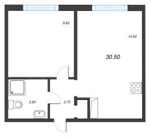 1 ккв № 159 Дом: 215.1 Корп.: 18.3 , Секция 1  в ЖК Пейзажный квартал