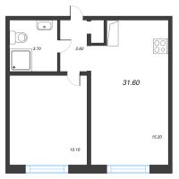 2 ккв (Евро) № 518 Дом: 215.1 Корп.: 18.3 , Секция 2  в ЖК Пейзажный квартал