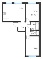 2 ккв (Евро) № 176 Дом: 223.2 Корп.: 18.5 Уч. 132 , Секция 2  в ЖК Пейзажный квартал