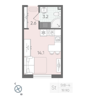 Студия № 110 Дом: 223.1 Корп.: 18.5а Уч. 132 , Секция 1  в ЖК Пейзажный квартал