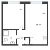 2 ккв (Евро) № 386 Дом: 215.1 Корп.: 18.3 , Секция 2  в ЖК Пейзажный квартал