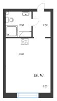 Студия № 121 Дом: 216.1 Корп.: 18.1 Уч. 132 , Секция 1  в ЖК Пейзажный квартал