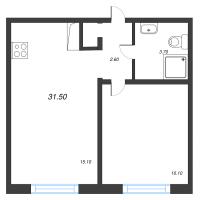 2 ккв (Евро) № 613 Дом: 215.1 Корп.: 18.3 , Секция 2  в ЖК Пейзажный квартал
