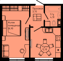 1 ккв № C4-219 Дом: 3 Корп.: C4 , Секция C4  в ЖК Pixel