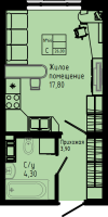 Студия № C3-66 Дом: 3 Корп.: C3 , Секция C3  в ЖК Pixel