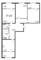 3 ккв № 22 Дом: 1 Уч. С1.1 , Секция С1.1  в ЖК Pixel