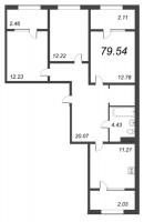 3 ккв № 35 Дом: 1 Уч. С1 , Секция С1  в ЖК Pixel