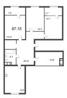 4 ккв (Евро) № C1-152 Дом: 1 Корп.: C1 , Секция C1  в ЖК Pixel