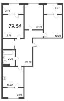 3 ккв № 28 Дом: 1 Уч. С1 , Секция С1  в ЖК Pixel