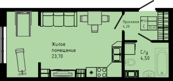 Студия № C4-221 Дом: 3 Корп.: C4 , Секция C4  в ЖК Pixel