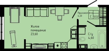 Студия № C4-230 Дом: 3 Корп.: C4 , Секция C4  в ЖК Pixel