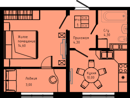 1 ккв № C3-160 Дом: 3 Корп.: C3 , Секция C3  в ЖК Pixel