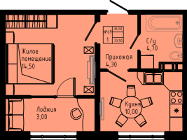 1 ккв № C3-69 Дом: 3 Корп.: C3 , Секция C3  в ЖК Pixel