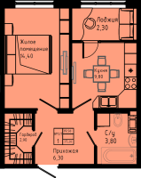 1 ккв № C3-127 Дом: 3 Корп.: C3 , Секция C3  в ЖК Pixel