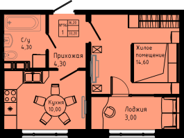 1 ккв № C3-159 Дом: 3 Корп.: C3 , Секция C3  в ЖК Pixel