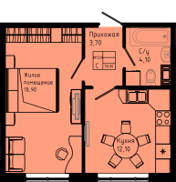 1 ккв № C4-228 Дом: 3 Корп.: C4 , Секция C4  в ЖК Pixel