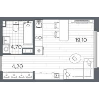 Студия № 44 Корп.: 10 , Секция 2  в ЖК Плюс Пулковский