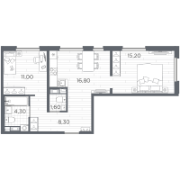 3 ккв (Евро) № 34 Корп.: 14 , Секция 2  в ЖК Плюс Пулковский