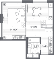 1 ккв № 150 Корп.: 1 , Секция 4  в ЖК Плюс Пулковский