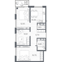 3 ккв № 62 Корп.: 10 , Секция 3  в ЖК Плюс Пулковский