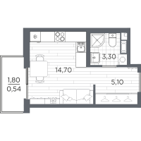 Студия № 69 Корп.: 9 , Секция 3  в ЖК Плюс Пулковский