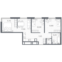 4 ккв (Евро) № 5 Корп.: 14 , Секция 1  в ЖК Плюс Пулковский