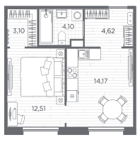 1 ккв № 79 Корп.: 7 , Секция 3  в ЖК Плюс Пулковский