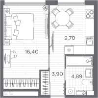 1 ккв № 159 Корп.: 2 , Секция 5  в ЖК Плюс Пулковский