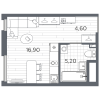 Студия № 66 Корп.: 13 , Секция 3  в ЖК Плюс Пулковский