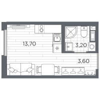 Студия № 85 Корп.: 13 , Секция 3  в ЖК Плюс Пулковский