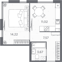 1 ккв № 123 Корп.: 2 , Секция 4  в ЖК Плюс Пулковский