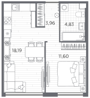 2 ккв (Евро) № 27 Корп.: 4 , Секция 2  в ЖК Плюс Пулковский