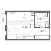 Студия № 57 Корп.: 13 , Секция 2  в ЖК Плюс Пулковский