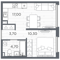 2 ккв (Евро) № 31 Корп.: 14 , Секция 2  в ЖК Плюс Пулковский