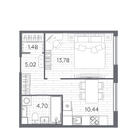 1 ккв № 155 Корп.: 6 , Секция 4  в ЖК Плюс Пулковский