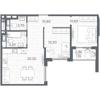 3 ккв (Евро) № 124 Корп.: 11 , Секция 3  в ЖК Плюс Пулковский