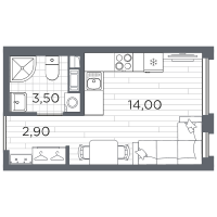 Студия № 92 Корп.: 14 , Секция 3  в ЖК Плюс Пулковский