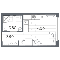 Студия № 60 Корп.: 14 , Секция 3  в ЖК Плюс Пулковский